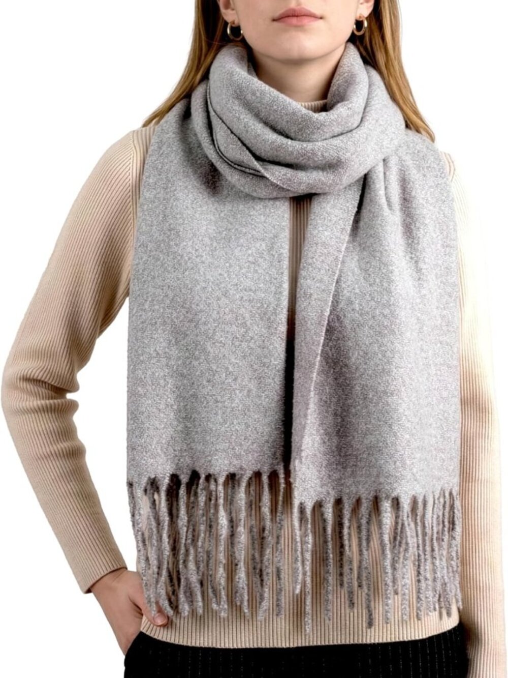 Cozy Oversized Cashmere-Feel Winter Scarf for Women - Soft Thick Shawl Wrap with